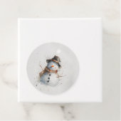 Étiquettes Cadeau Aquarelle Snowman (En situation)
