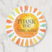Étiquettes Cadeau Aquarelle soleil Cute Merci soleil (Devant)