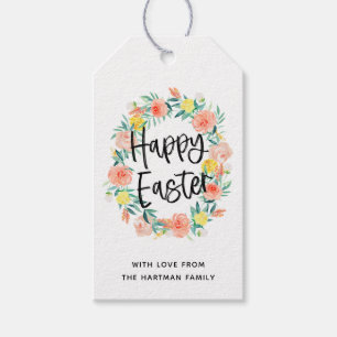 Étiquettes-cadeau Aquarelle stylée Floral Joyeux Pâques