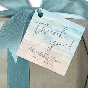 Étiquettes Cadeau Aquarelle sur le mariage à la plage
