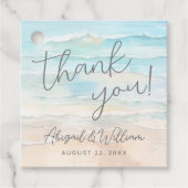 Étiquettes Cadeau Aquarelle Sur Le Mariage De Plage (Devant)