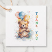 Étiquettes Cadeau Aquarelle Teddy Bear Merci Favoriser Balise (Devant)