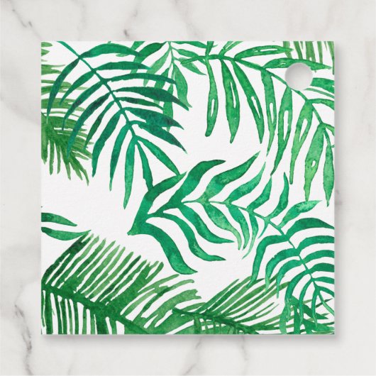 Étiquettes Cadeau Aquarelle tendance Palm Leaf Love et Merci Maridal (Dos)