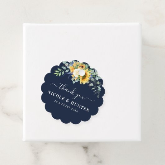 Étiquettes Cadeau Aquarelle tournesol eucalyptus mariage merci (En situation)