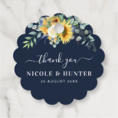 Étiquettes Cadeau Aquarelle tournesol eucalyptus mariage merci (Dos)