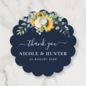 Étiquettes Cadeau Aquarelle tournesol eucalyptus mariage merci (Devant)