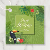 Étiquettes Cadeau Aquarelle Tropical avec Mariage Toucan Green ID577 (Devant)