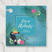 Étiquettes Cadeau Aquarelle Tropical avec Mariage Toucan ID Turquois (Devant)