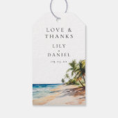 Étiquettes-cadeau Aquarelle Tropical Beach Merci de mariage (Dos)