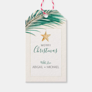 Étiquettes-cadeau Aquarelle Tropical Green Gold