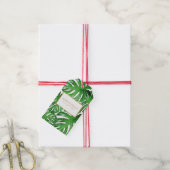Étiquettes-cadeau Aquarelle Tropical Monstera Feuille Motif (Avec de la ficelle)