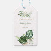 Étiquettes-cadeau Aquarelle Tropical Vert & Or Feuilles Palm (Devant)