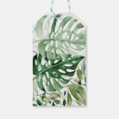 Étiquettes-cadeau Aquarelle Tropical Vert & Or Feuilles Palm (Dos)