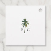 Étiquettes Cadeau Aquarelle tropicale Palms & Mariage de plage (Dos)