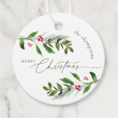 Étiquettes Cadeau Aquarelle Végétation hivernale Noël moderne (Devant)