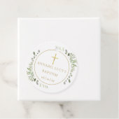 Étiquettes Cadeau Aquarelle Verdure Baptême Christening (En situation)