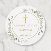 Étiquettes Cadeau Aquarelle Verdure Baptême Christening (Devant)