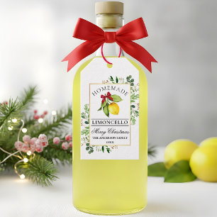 Étiquettes-cadeau Aquarelle Verdure Fabriquée maison Limoncello Noël