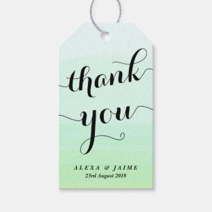 Étiquettes-cadeau Aquarelle verte à la menthe Ombre Merci