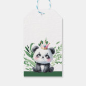 Étiquettes-cadeau Aquarelle verte Cute Panda Douche Merci (Dos)
