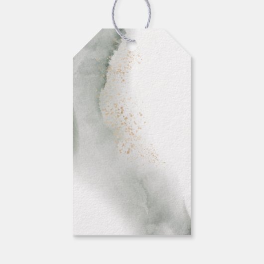 Étiquettes-cadeau Aquarelle verte douce Feuille et fleur | Or (Dos)