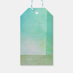 Étiquettes-cadeau Aquarelle verte Nom personnalisé Abstrait imprimé