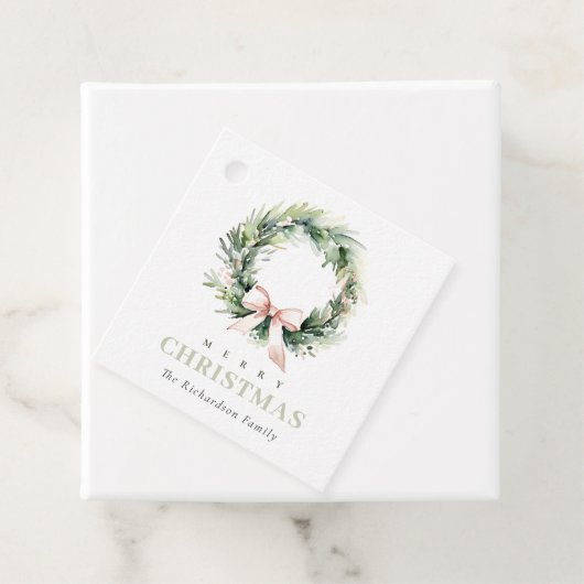 Étiquettes Cadeau Aquarelle verte souple de Noël (En situation)