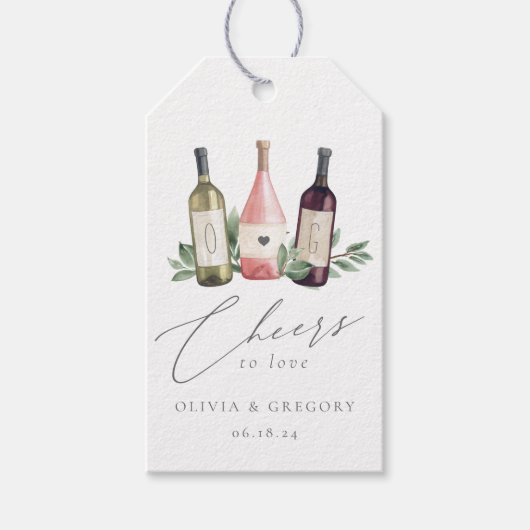 Étiquettes-cadeau Aquarelle Vin Trio encourage à aimer Favoriser (Devant)