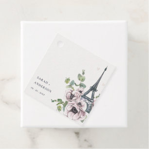 Étiquettes Cadeau Aquarelle vintage Tour Eiffel Mariage Floral