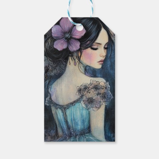 Étiquettes-cadeau Aquarelle Violet Dreams (Devant)