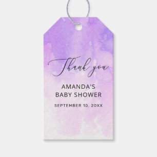 Étiquettes-cadeau Aquarelle violet lavande baby shower merci