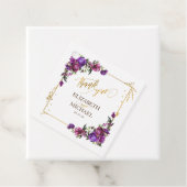 Étiquettes Cadeau Aquarelle violet rose chaud or Mariage Floral (En situation)