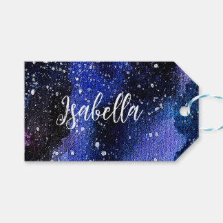 Étiquettes-cadeau Aquarelle violet Univers