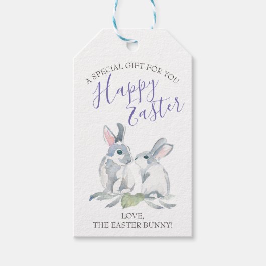 Étiquettes-cadeau Aquarelle violette Animaux de la forêt (Devant)