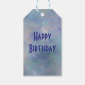 Étiquettes-cadeau Aquarelle violette bleu foncé Joyeux anniversaire (Dos)