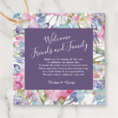 Étiquettes Cadeau aquarelle violette fleur sauvage verdure feuillage (Devant)