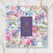 Étiquettes Cadeau aquarelle violette fleur sauvage verdure feuillage (Dos)