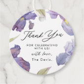 Étiquettes Cadeau Aquarelle violette Iris Merci Floral (Devant)