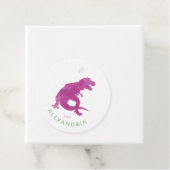 Étiquettes Cadeau Aquarelle violette T-Rex Dinosaure De L'Anniversai (En situation)
