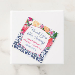 Étiquettes Cadeau Aquarelle vive Carreaux d'agrumes floraux Merci