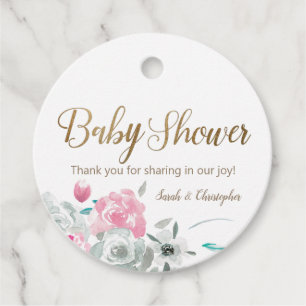 Étiquettes Cadeau Aquarelle Whimsical Baby shower floral personnalis