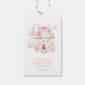 Étiquettes-cadeau Aquarelle Whimsical Fairy 1er anniversaire (Devant)