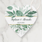 Étiquettes Cadeau Aquarelle Wild Feuilles Hunter Mariage vert (Dos)