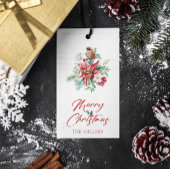 Étiquettes-cadeau Aquarelles Fleurs de Noël, feuilles, oiseaux
