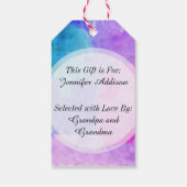 Étiquettes-cadeau Aquarelles rose, violet, Turquoise et bleu (Dos)