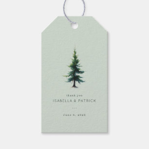 Étiquettes-cadeau Arbre à feuilles persistantes vert tranquille