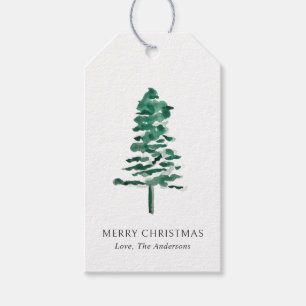 Étiquettes-cadeau Arbre à pin d'eau Noël moderne