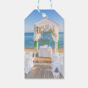 Étiquettes-cadeau Arbre de mariage tropical de plage Merci