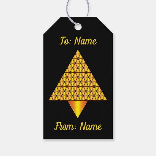 Étiquettes-cadeau Arbre de Noël Abstrait doré (Devant)