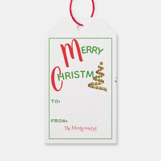 Étiquettes-cadeau Arbre de Noël Abstrait Rouge Vert Or (Dos)